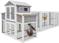 Chicken Coop 150" Extra Large Wooden Hen House, Outdoor Backyard Poultry Cage with Run, Chicken Nesting Box, Pull Out Trays and Anti-Slip Asphalt Ramp, Deluxe Wood Chicken Coops for 6-10 Chickens