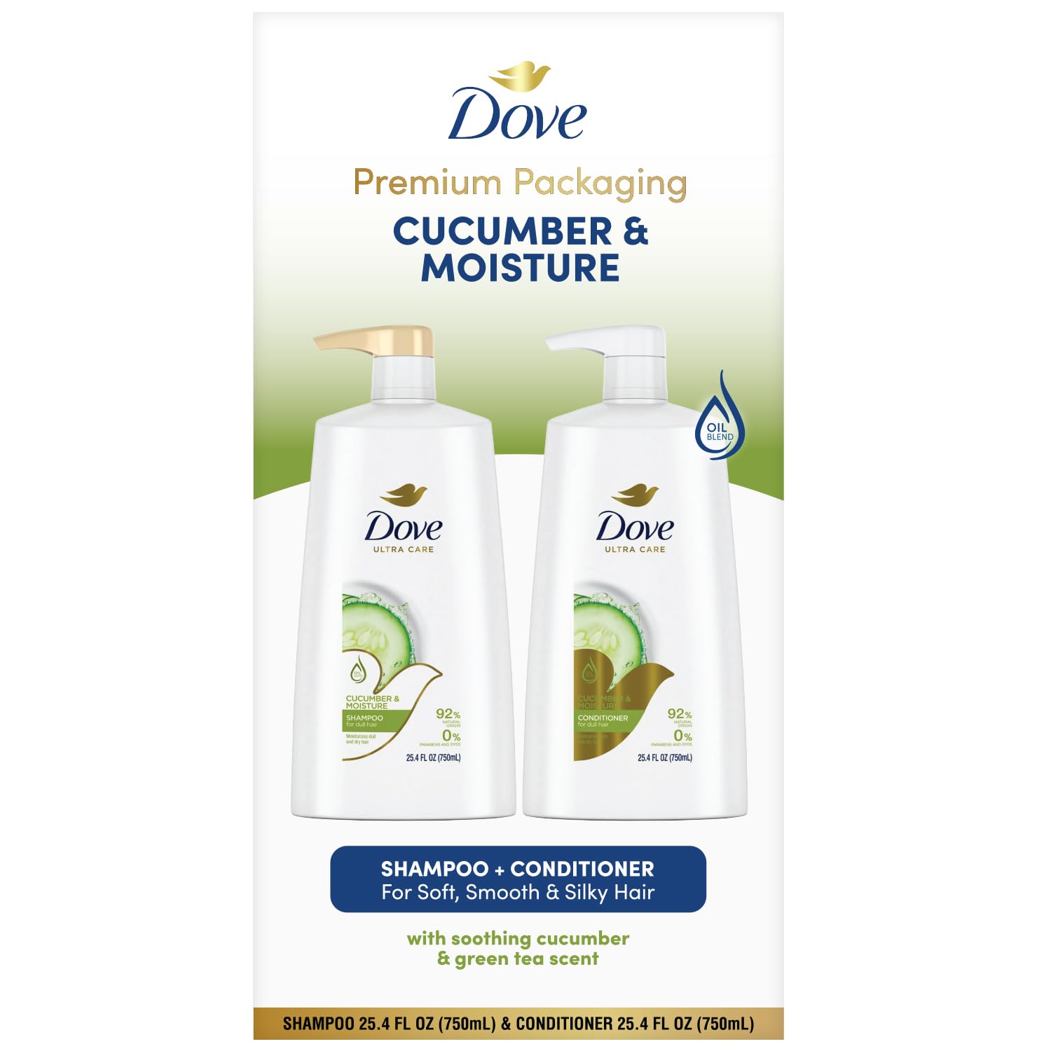 Dove Shampoo and Conditioner Set Cool Moisture Cucumber, 25.4 Fl Oz (2 Piece Set) U154