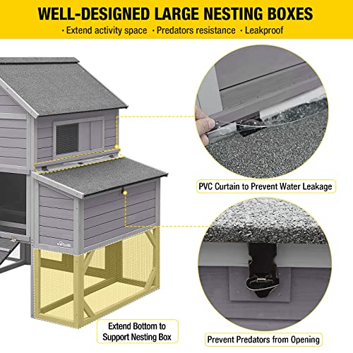 Aivituvin Extra Large 137in Chicken Coop for 8-10 Chickens, Outdoor Wooden Hen House with 6 Nesting Boxes K887430