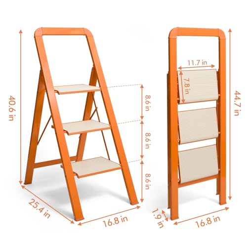 Folding Step Stool for Adults with Anti-Slip Pedals B40929